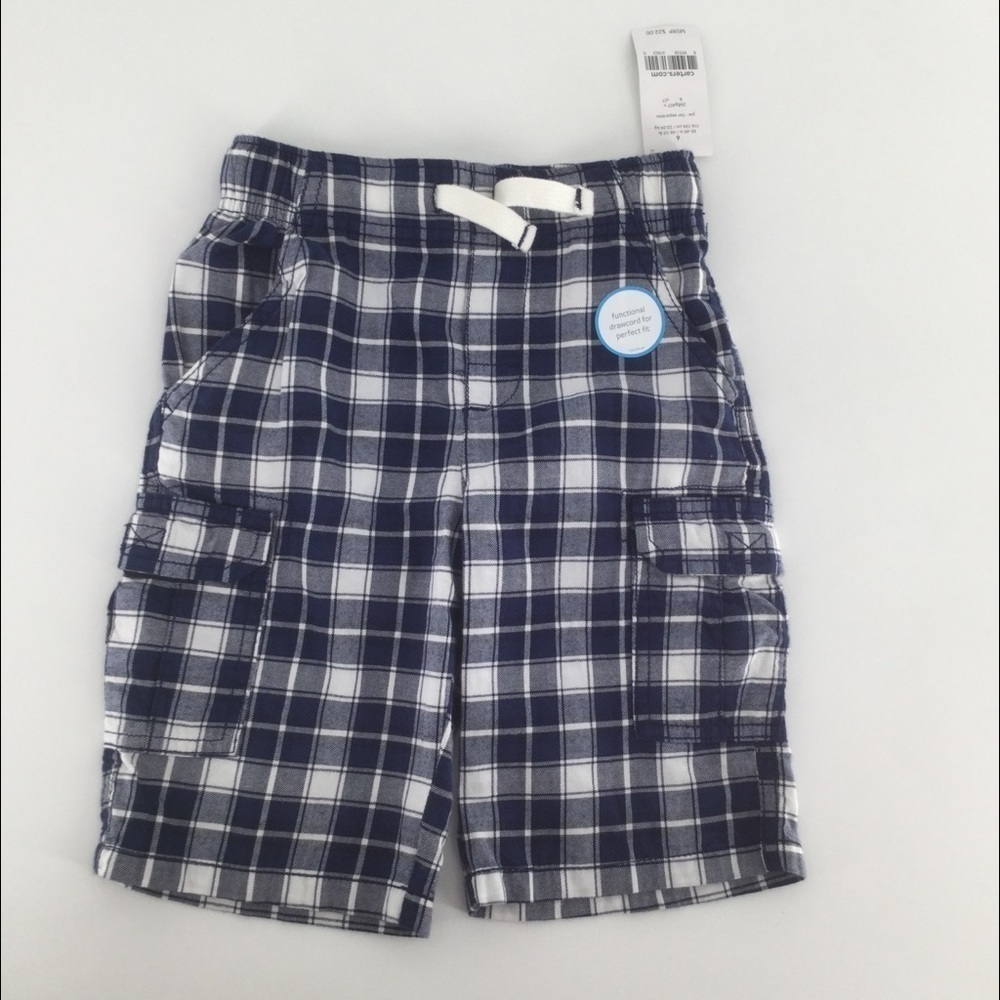 Carter’s‎ blue and white checkerboard cargo shorts